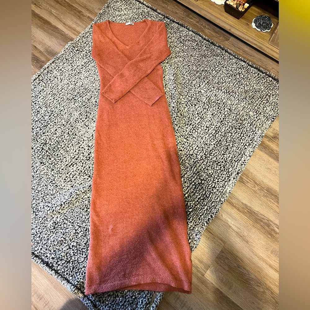 Elegant Rust Orange Knit Dress